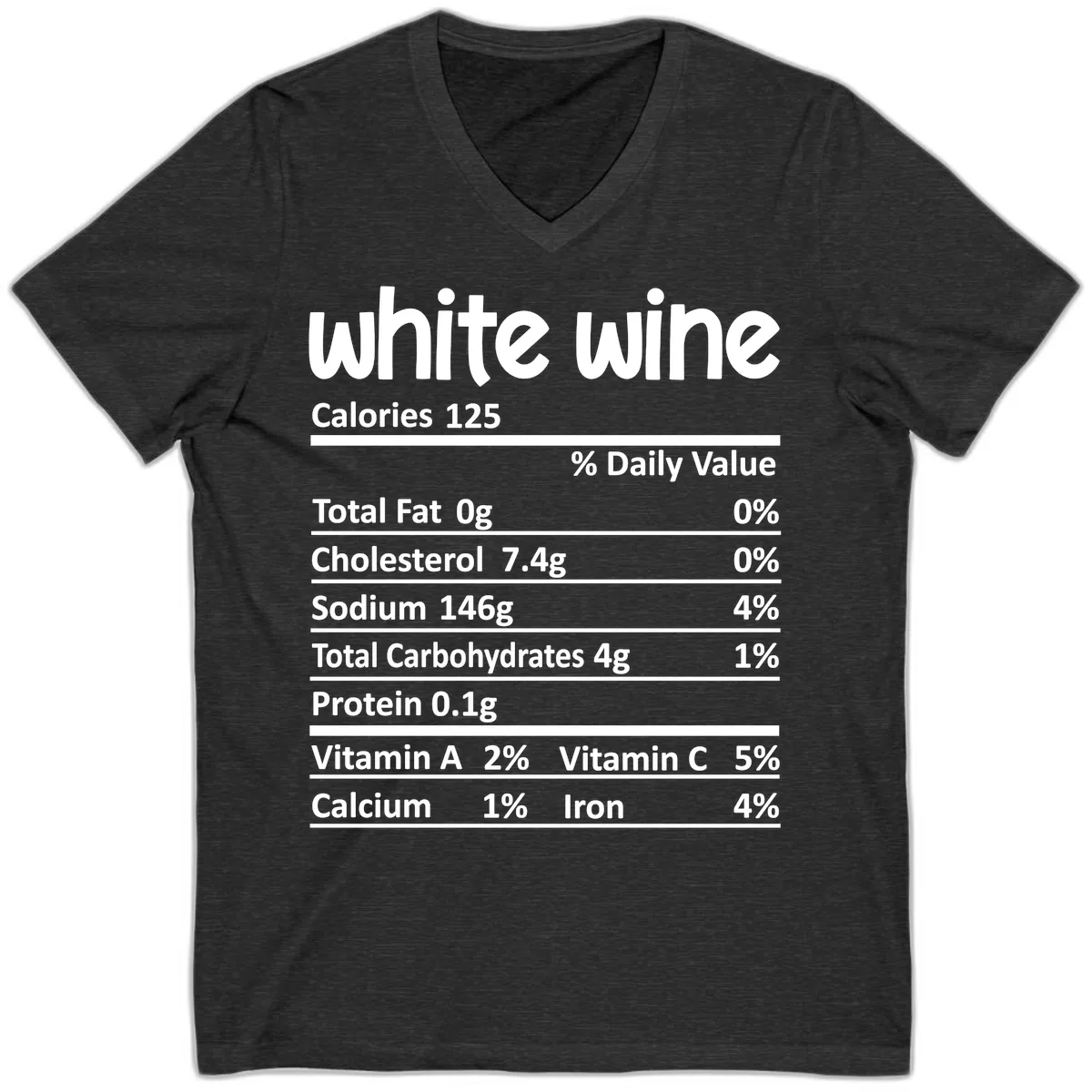 White Wine Nutritional Facts V-Neck in Dark Grey Heather