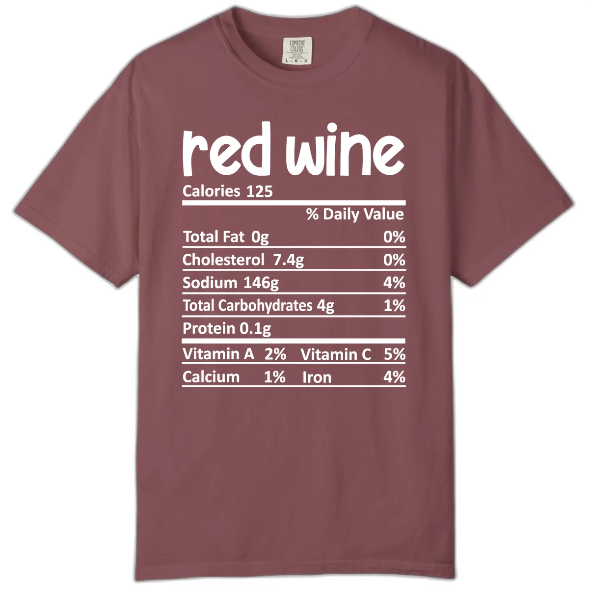 Red Wine Nutrition Facts Comfort Color in Brick