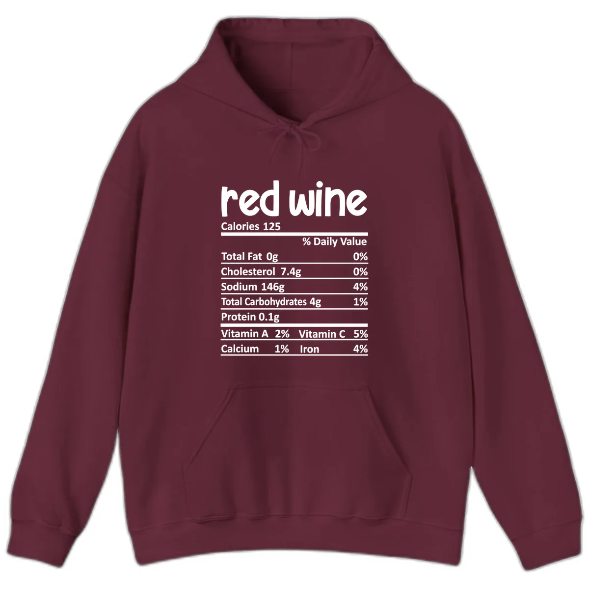 Red Wine Nutrition Facts Hoodie in Maroon