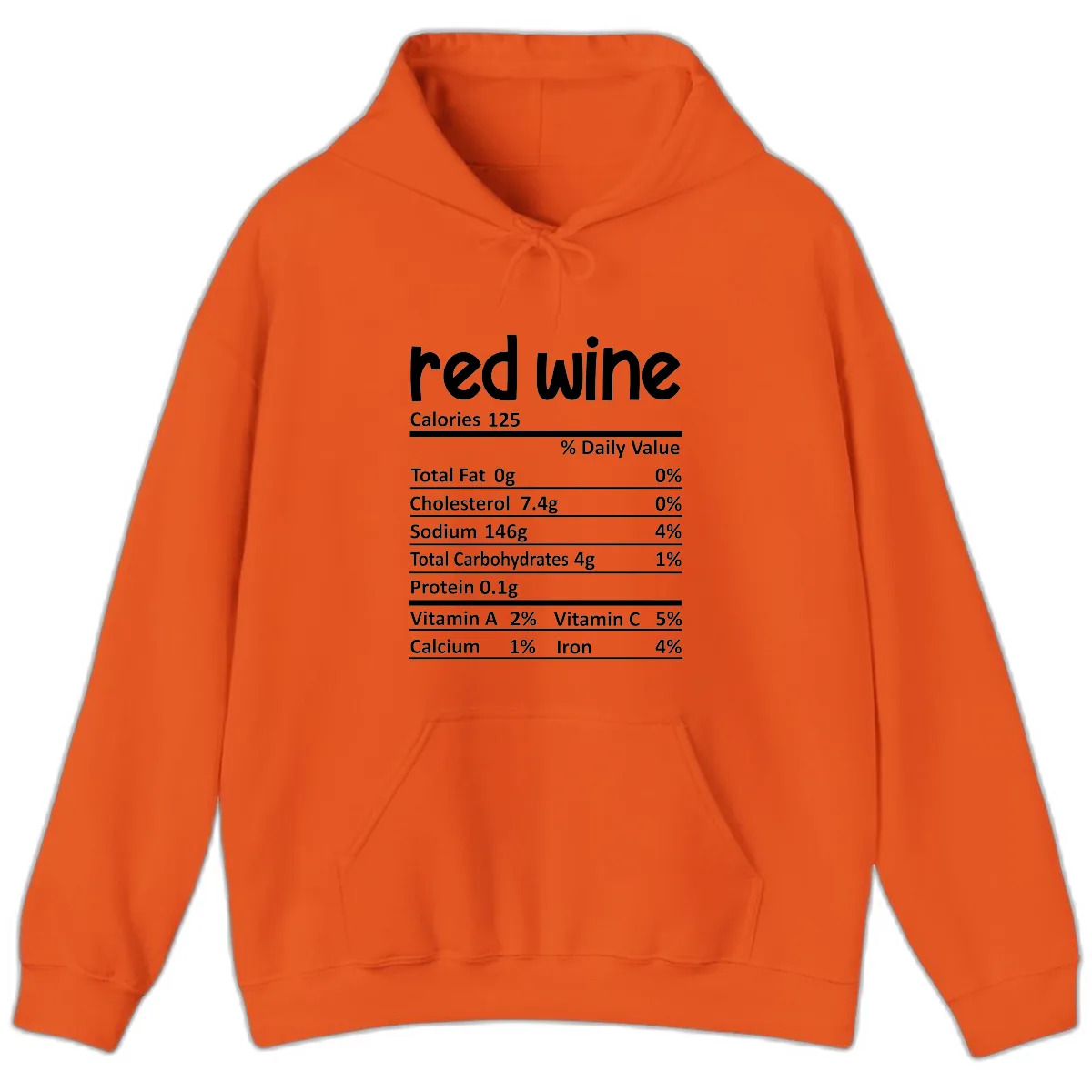 Red Wine Nutrition Facts Hoodie in Orange