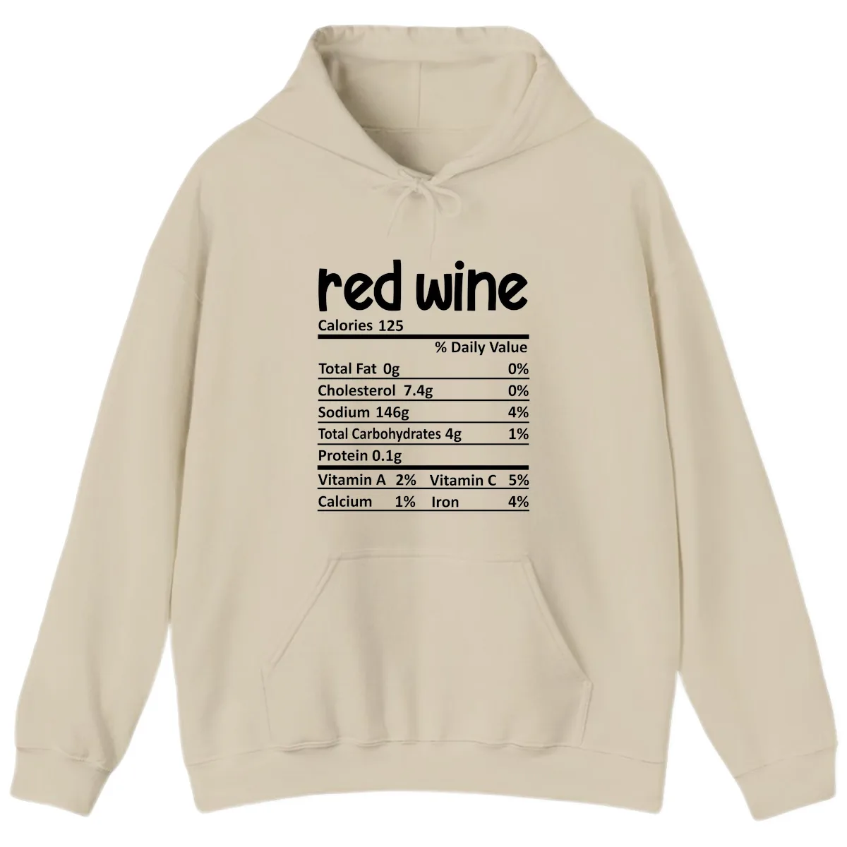 Red Wine Nutrition Facts Hoodie in Sand