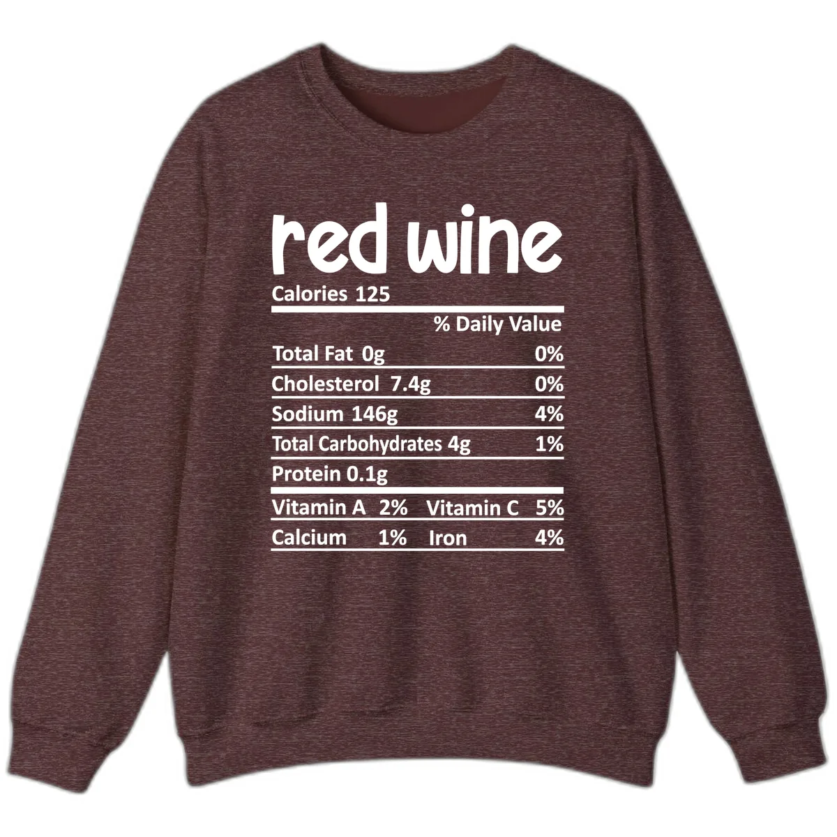 Red Wine Nutrition Facts Sweatshirt in Heather Sport Dark Maroon