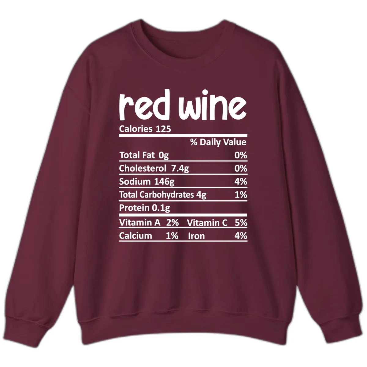 Red Wine Nutrition Facts Sweatshirt in Maroon