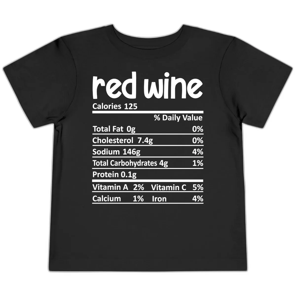 Red Wine Nutrition Facts Toddler T-Shirt in Black