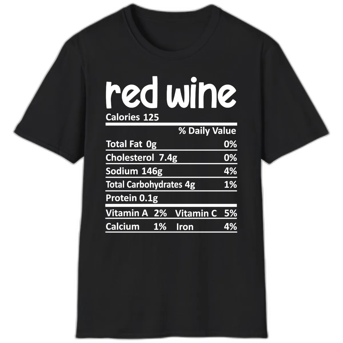 Red Wine Nutrition Facts T-Shirt in Black