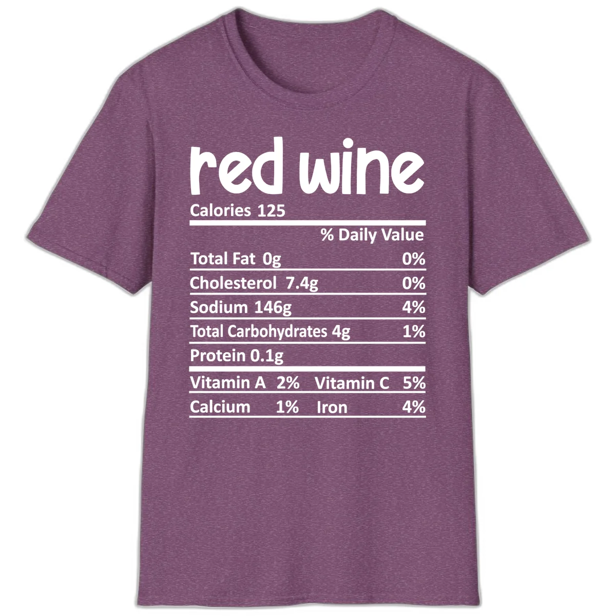 Red Wine Nutrition Facts T-Shirt in Heather Maroon