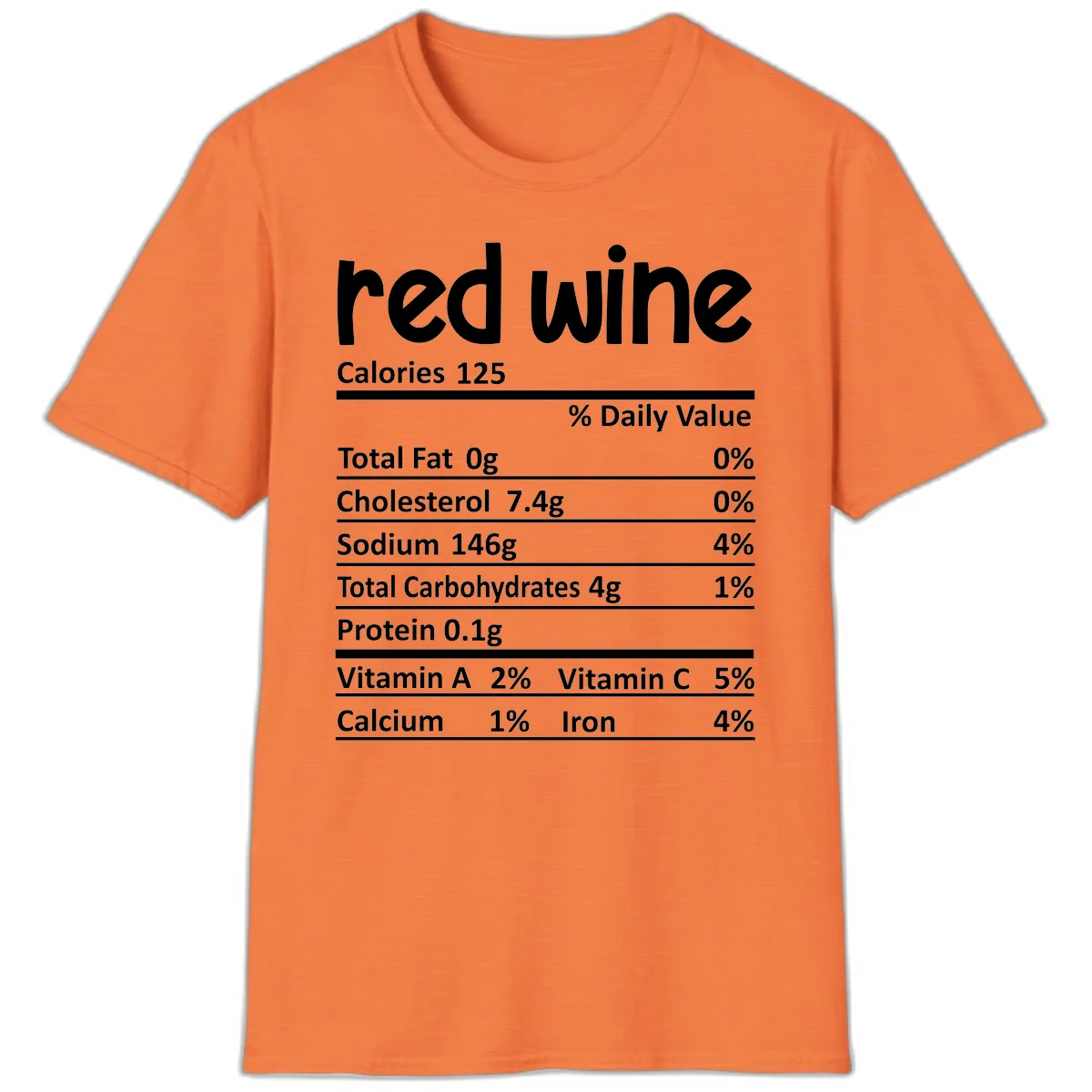 Red Wine Nutrition Facts T-Shirt in Heather Orange