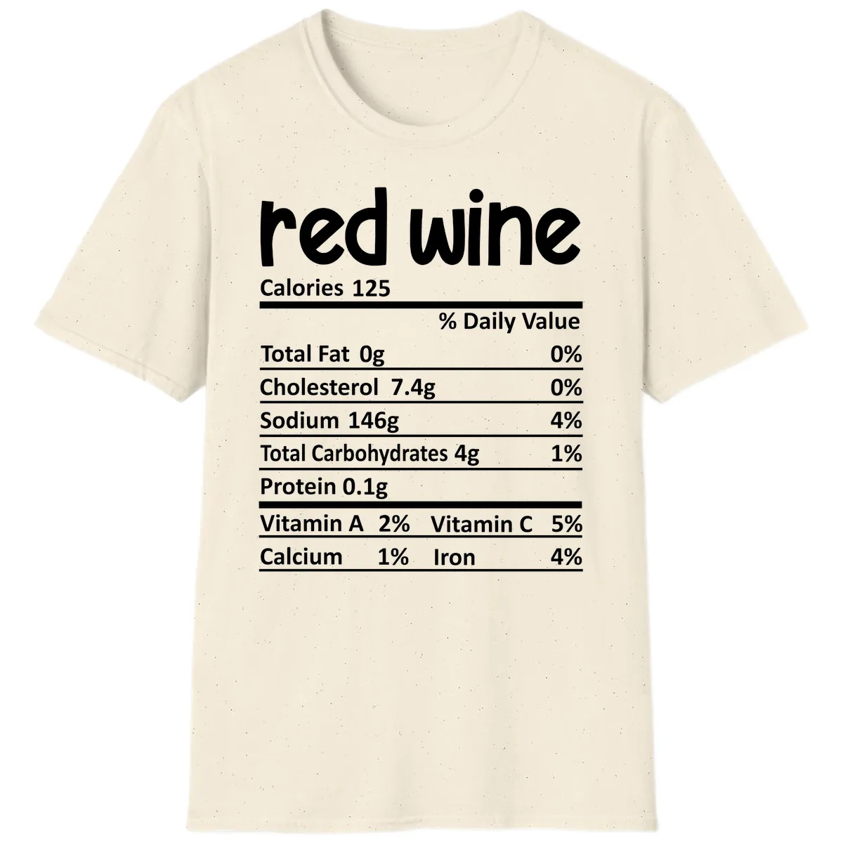 Red Wine Nutrition Facts T-Shirt in Natural