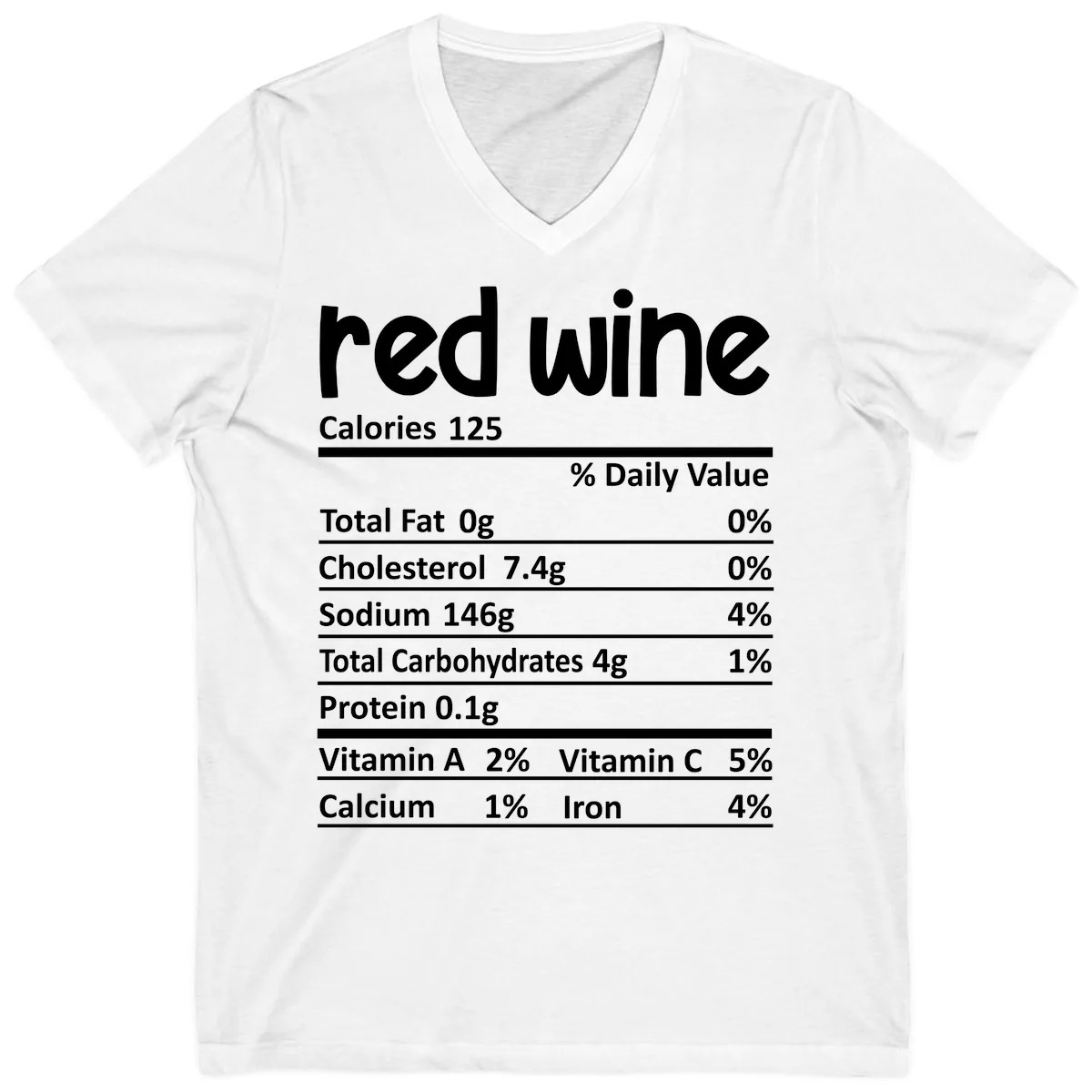 Red Wine Nutrition Facts V-Neck in White