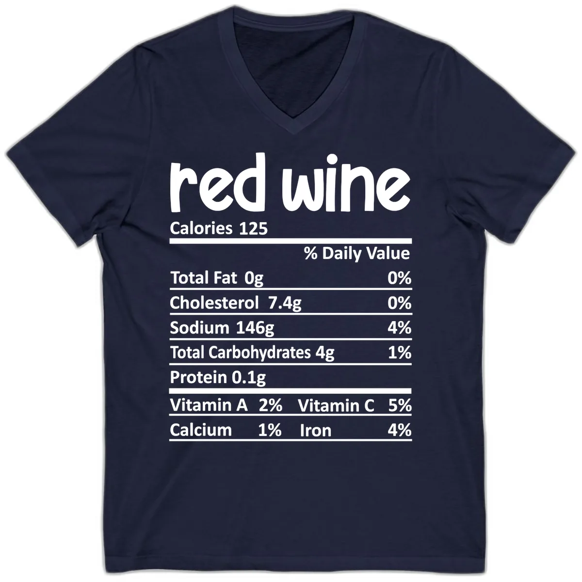 Red Wine Nutrition Facts V-Neck in Navy