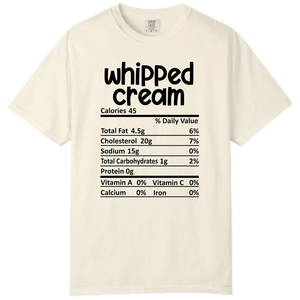 Whipped Cream Nutrition Facts Comfort Color in Ivory