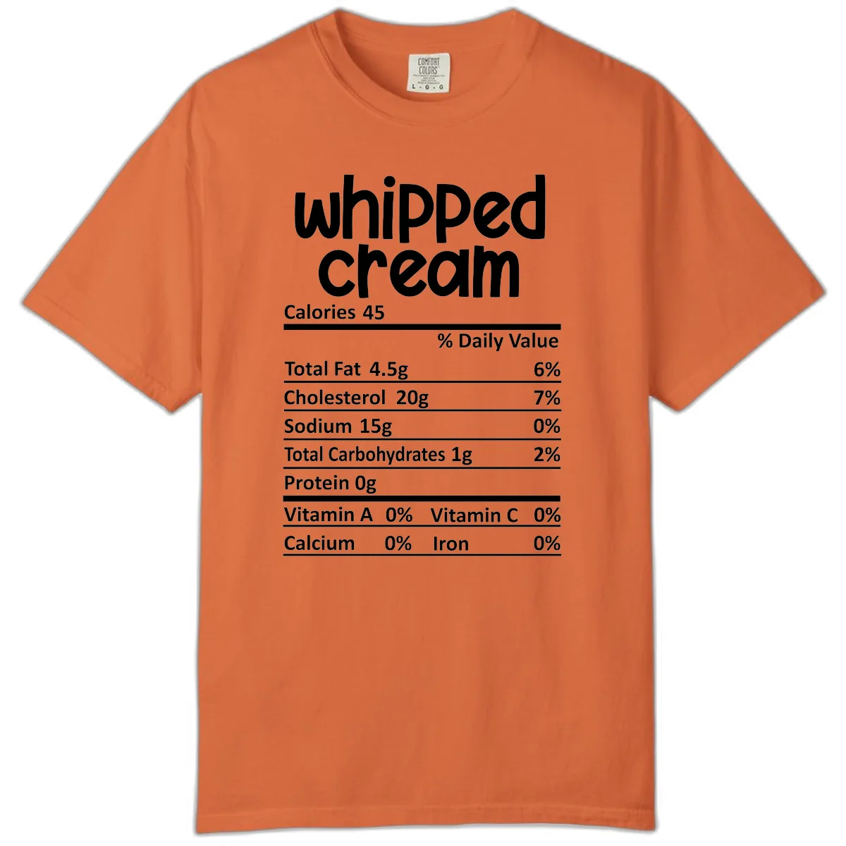 Whipped Cream Nutrition Facts Comfort Color in Burnt Orange