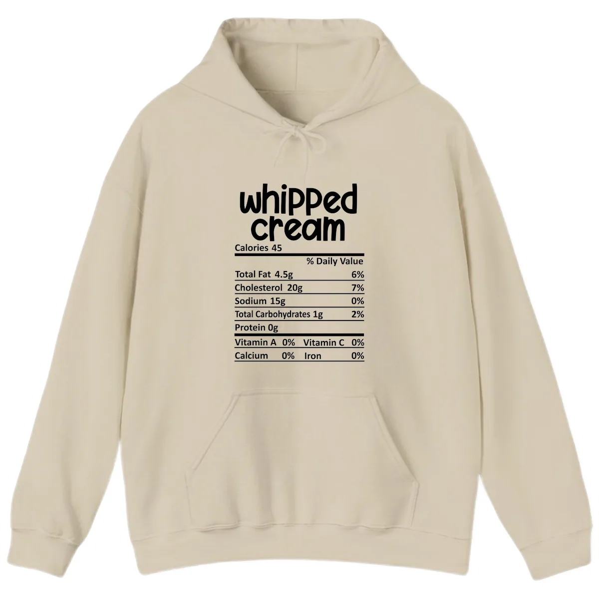 Whipped Cream Nutrition Facts Hoodie in Sand