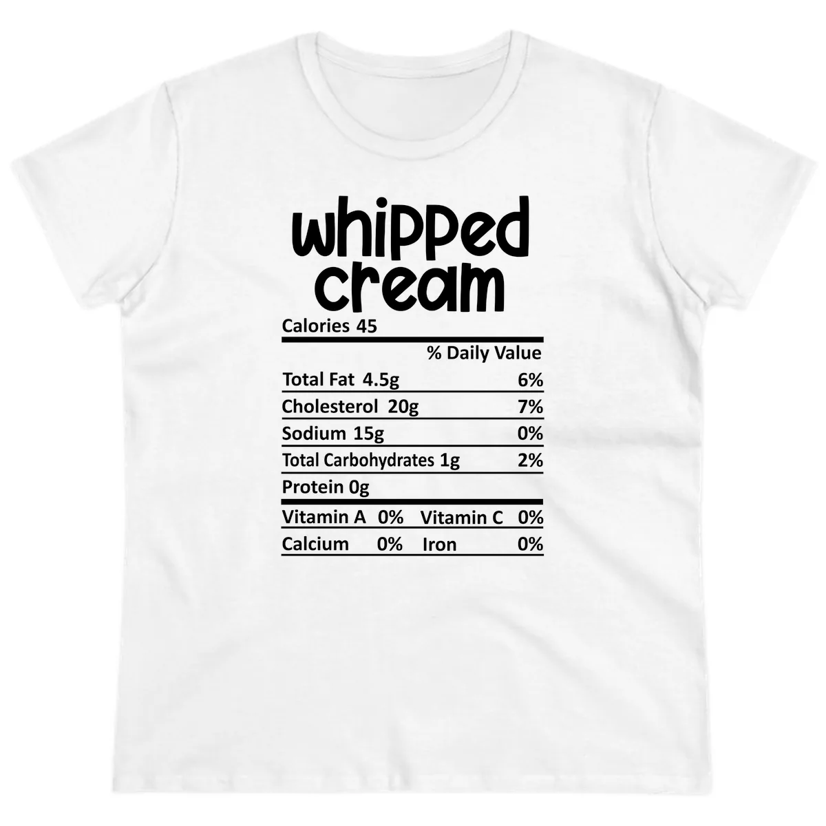 Whipped Cream Nutrition Facts Ladies Tee in White