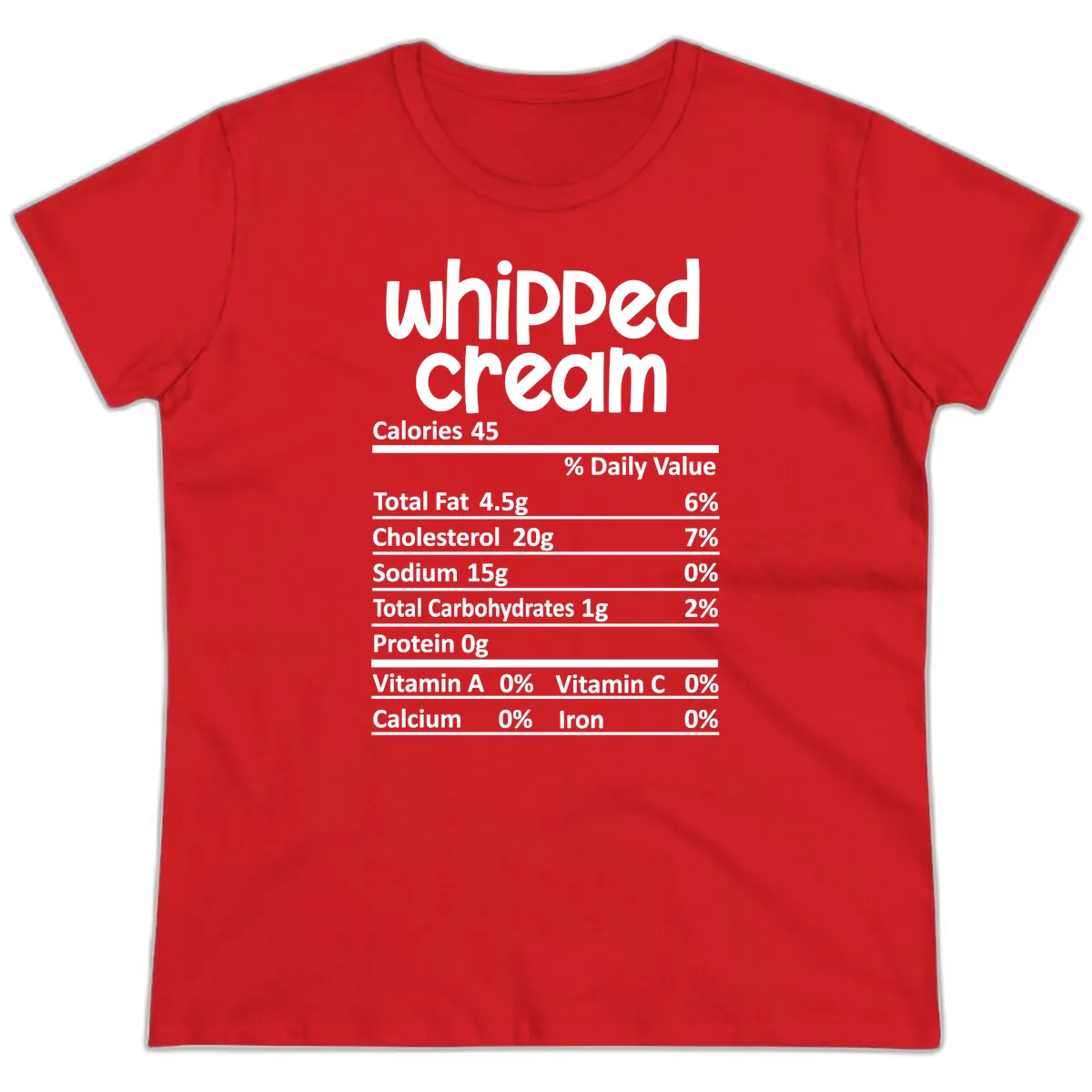 Whipped Cream Nutrition Facts Ladies Tee in Red