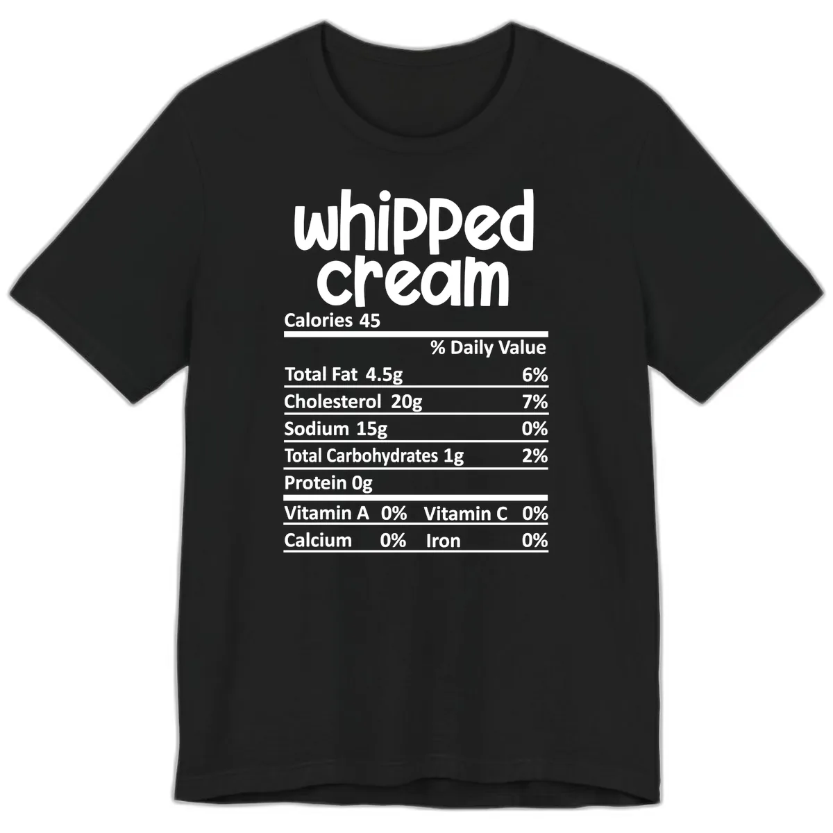 Whipped Cream Nutrition Facts Premium T-Shirt in Black