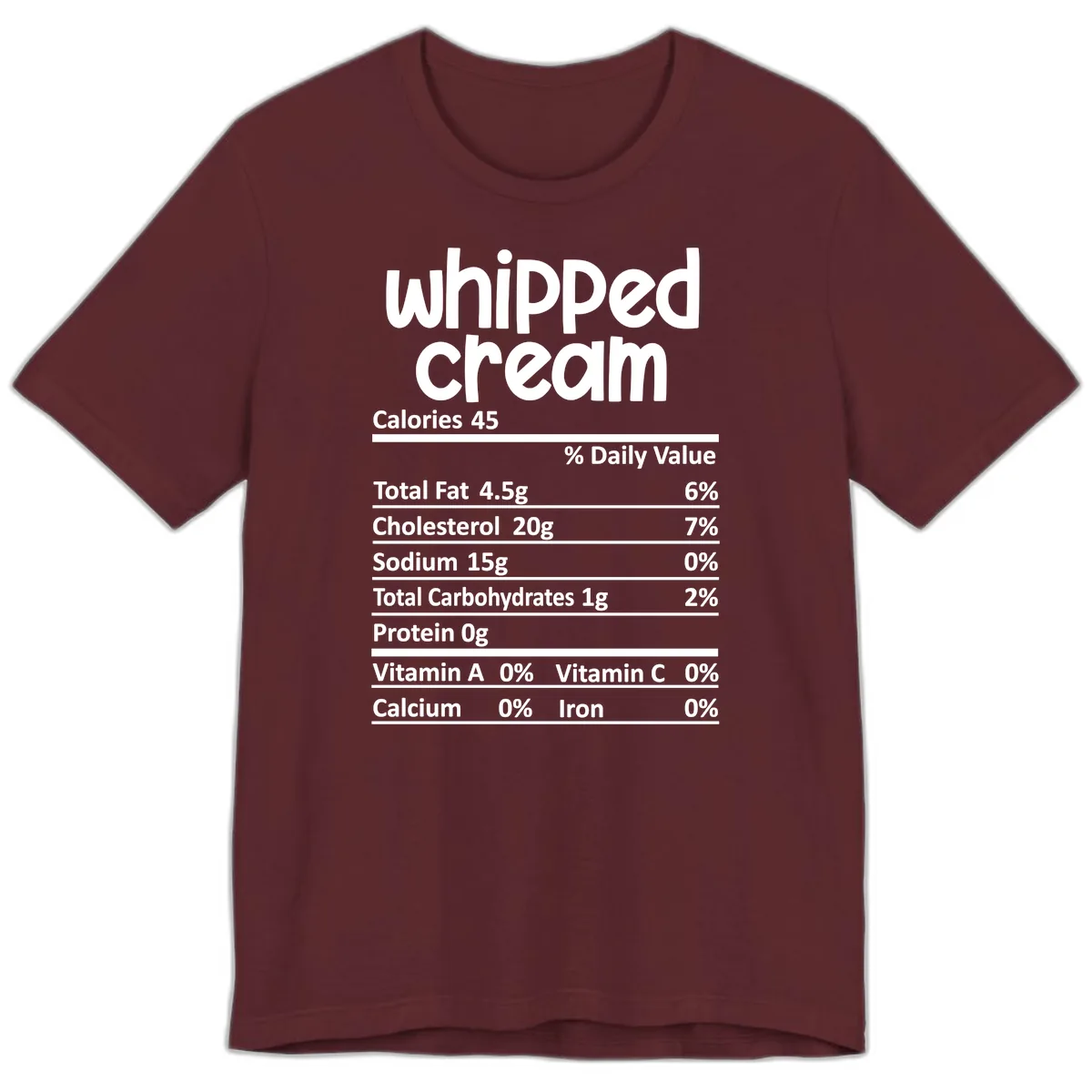Whipped Cream Nutrition Facts Premium T-Shirt in Maroon