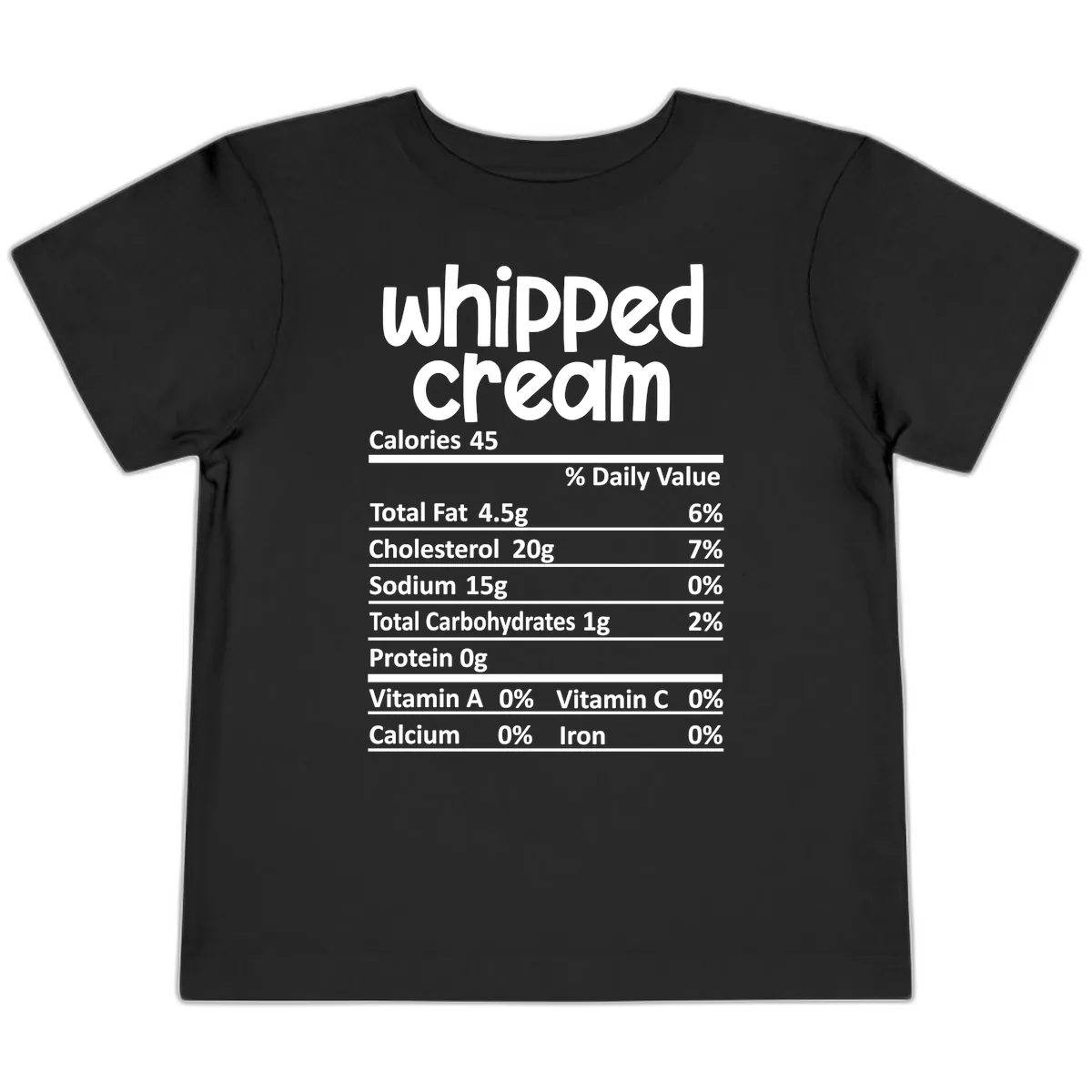 Whipped Cream Nutrition Facts Toddler T-Shirt in Black
