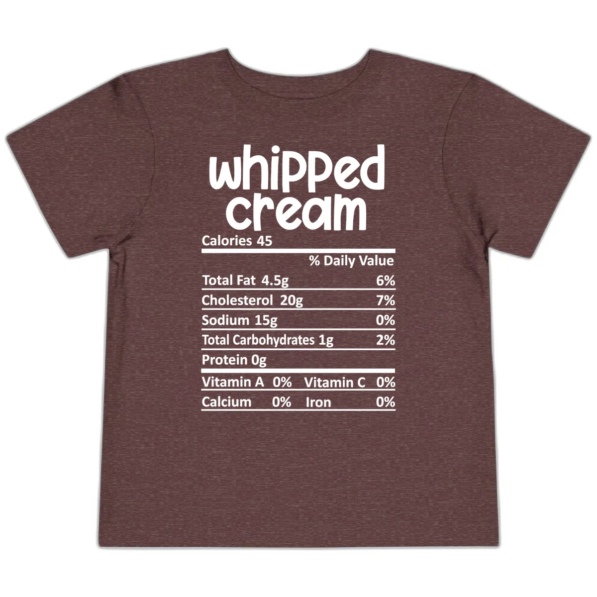Whipped Cream Nutrition Facts Toddler T-Shirt in Heather Maroon