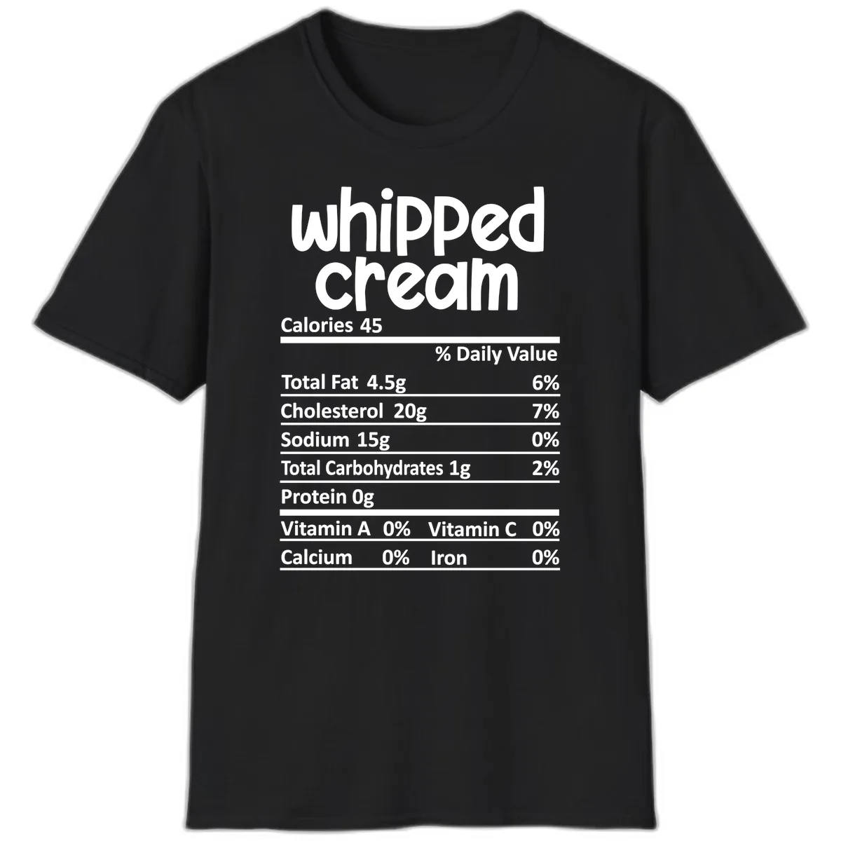 Whipped Cream Nutrition Facts T-Shirt in Black