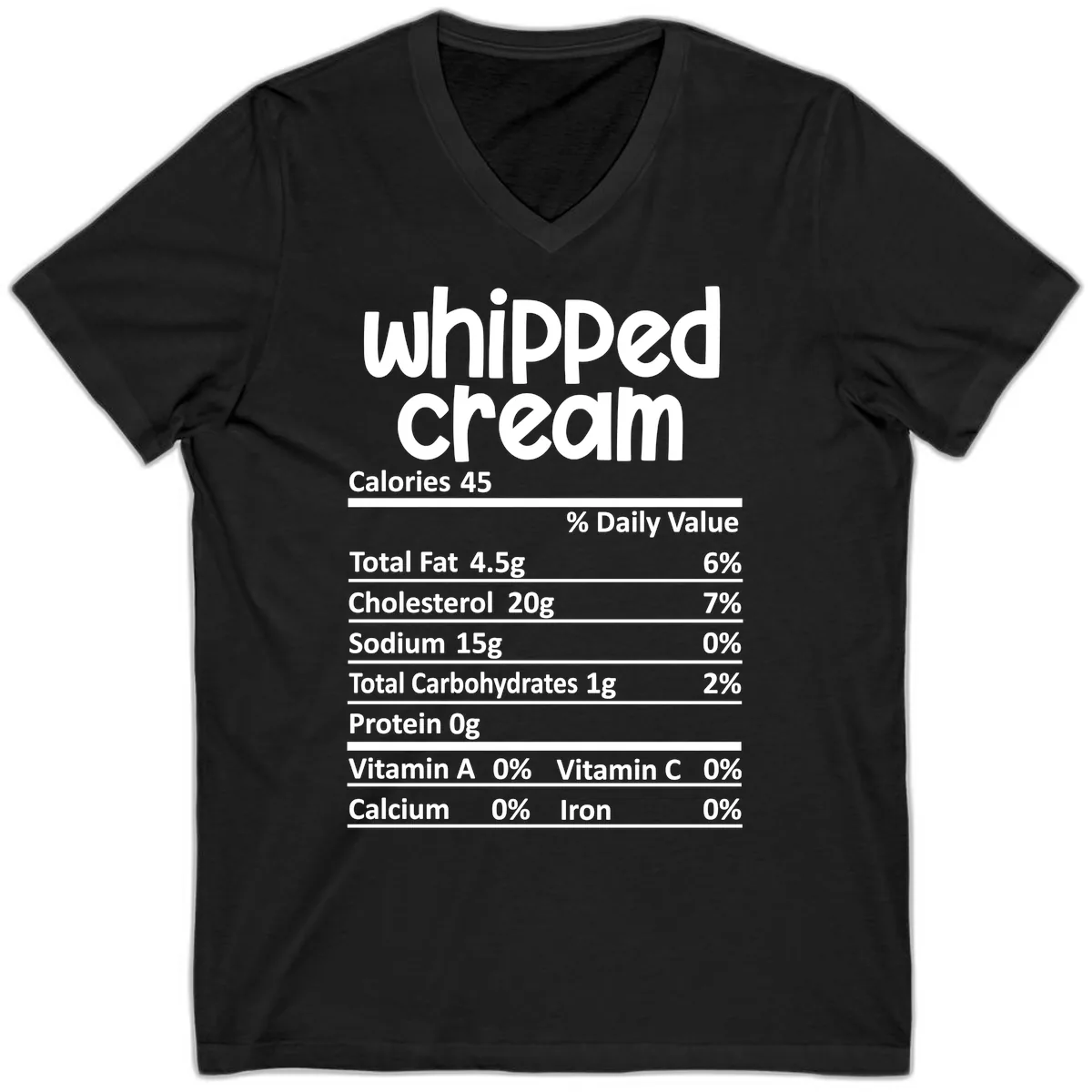 Whipped Cream Nutrition Facts V-Neck in Black