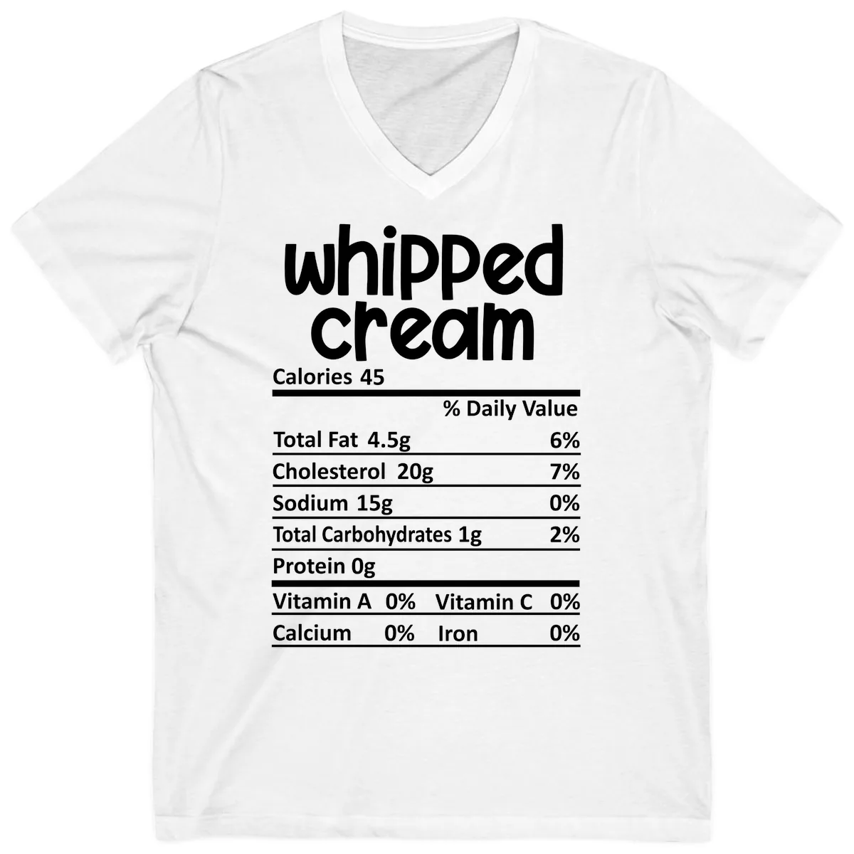 Whipped Cream Nutrition Facts V-Neck in White