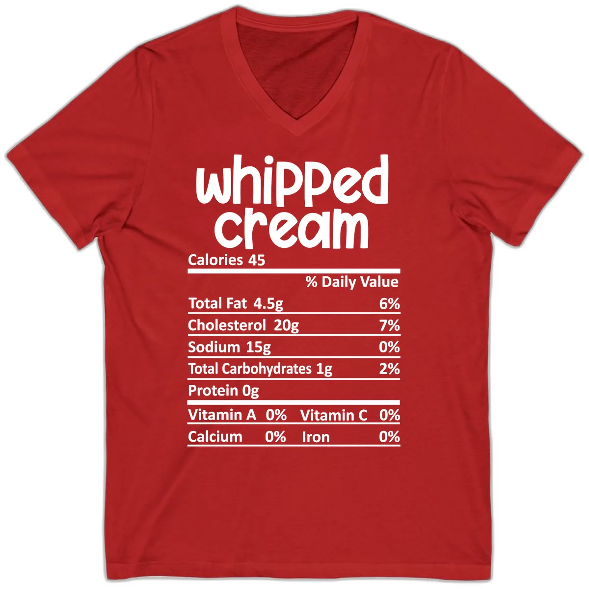 Whipped Cream Nutrition Facts V-Neck in Red