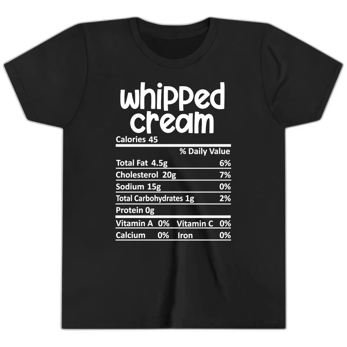 Whipped Cream Nutrition Facts Youth T-Shirt in Black