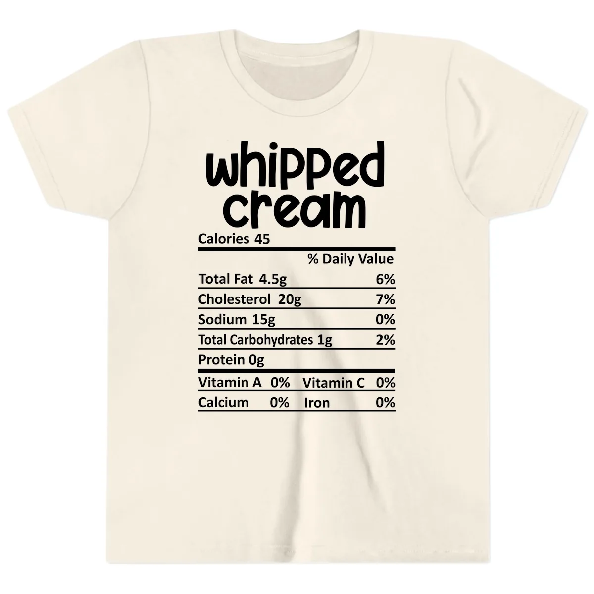 Whipped Cream Nutrition Facts Youth T-Shirt in Natural