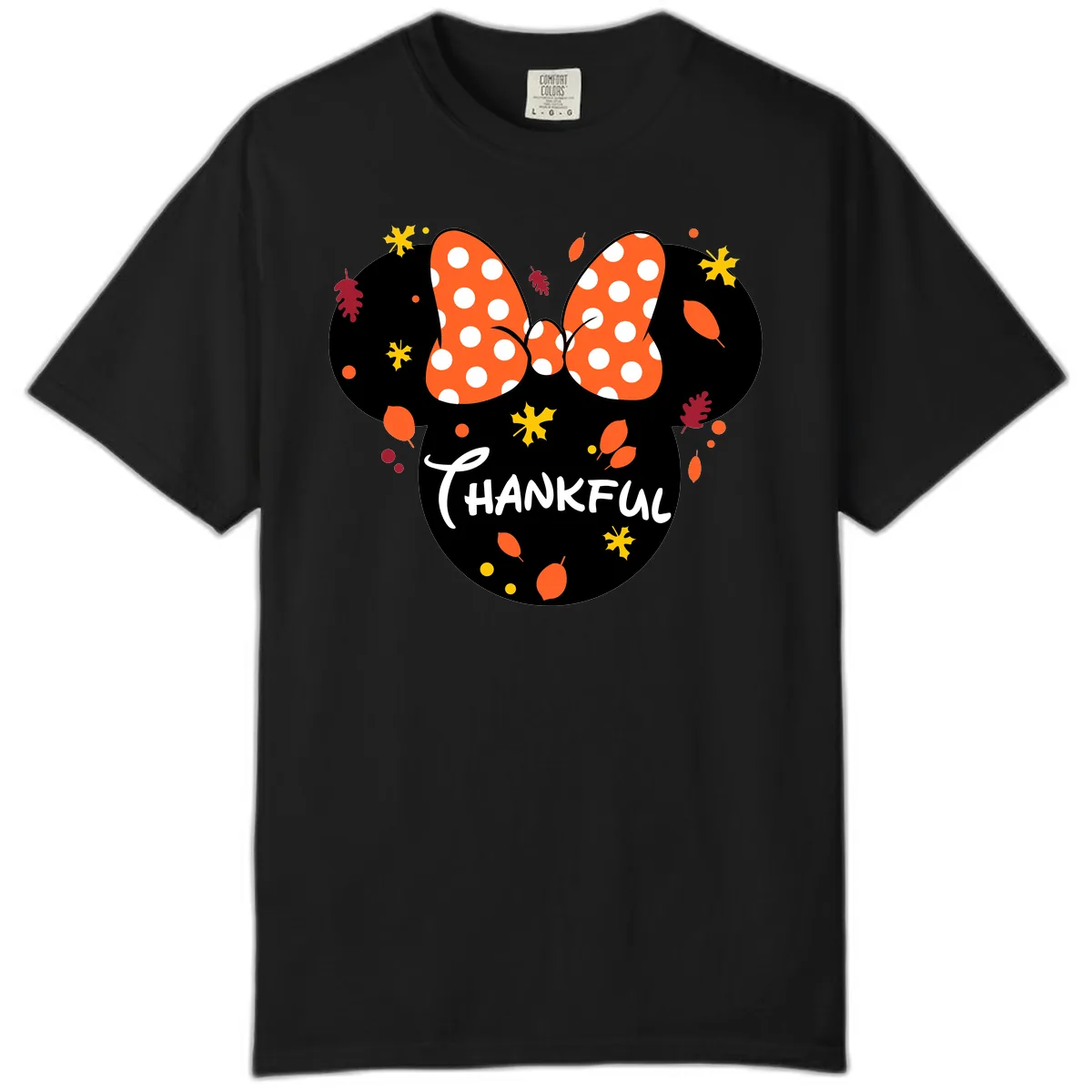 Minnie Thankful Fall Leaves Design Comfort Color in Black