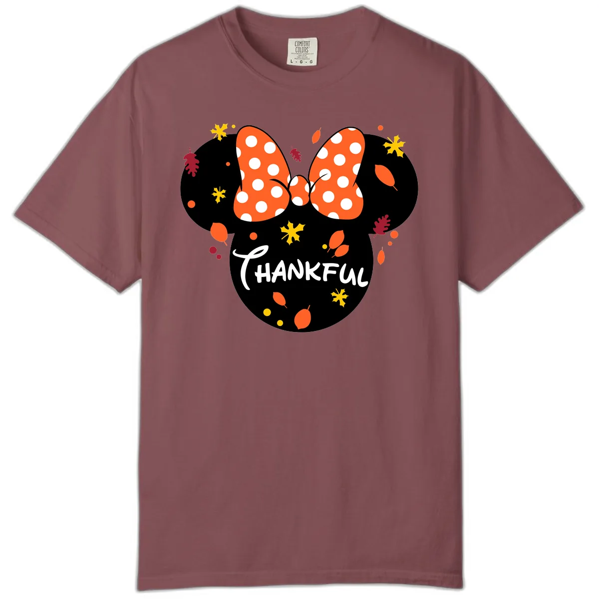 Minnie Thankful Fall Leaves Design Comfort Color in Brick