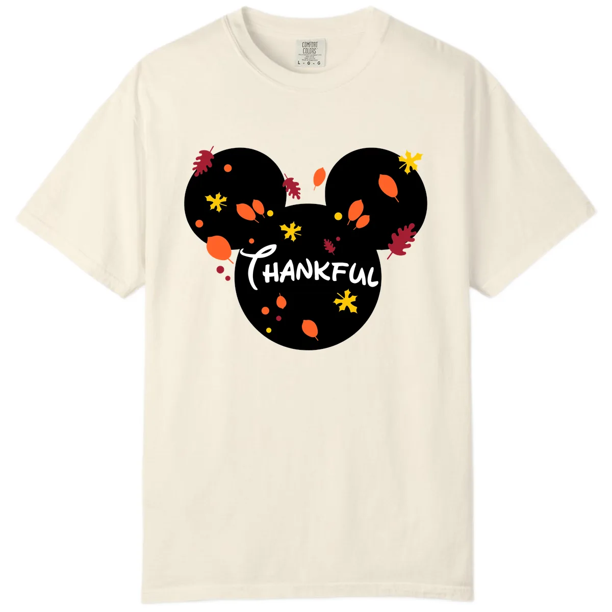 Mickey Ears Thankful Leaves Comfort Color in Ivory