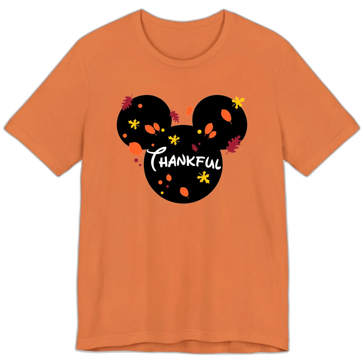 Mickey Ears Thankful Leaves Premium T-Shirt in Burnt Orange