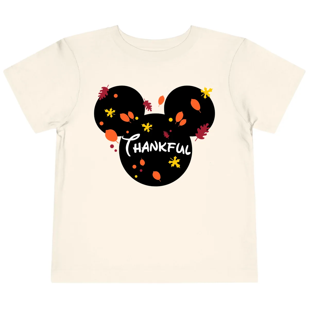 Mickey Ears Thankful Leaves Toddler T-Shirt in Natural
