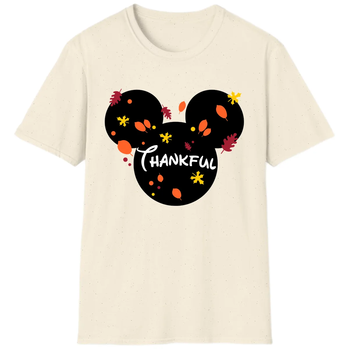 Mickey Ears Thankful Leaves T-Shirt in Natural