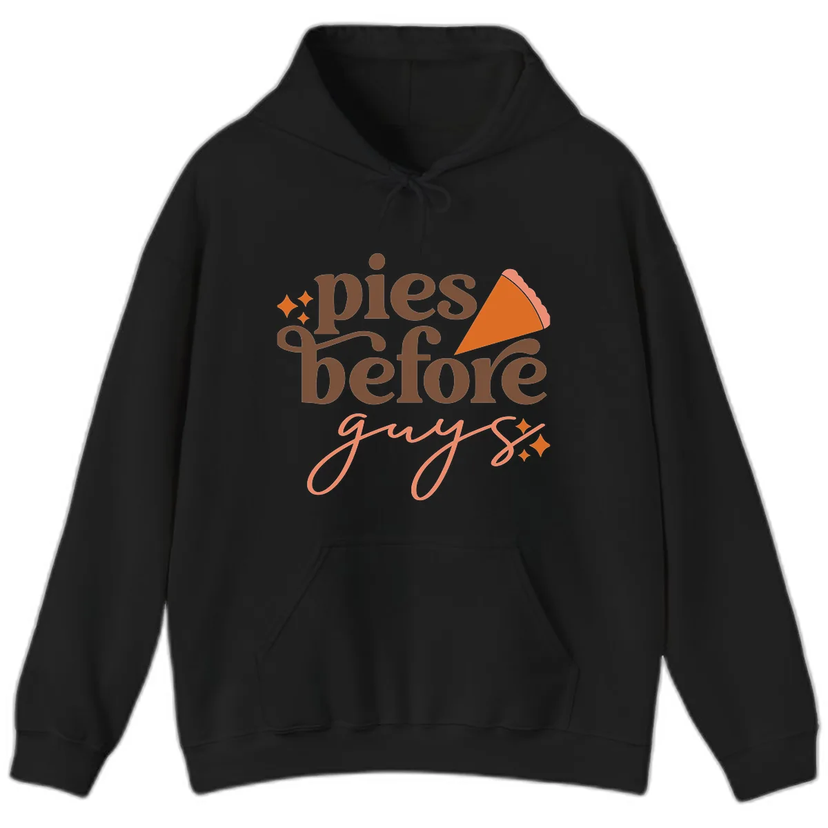 Pies Before Guys Thanksgiving Typography Hoodie in Black