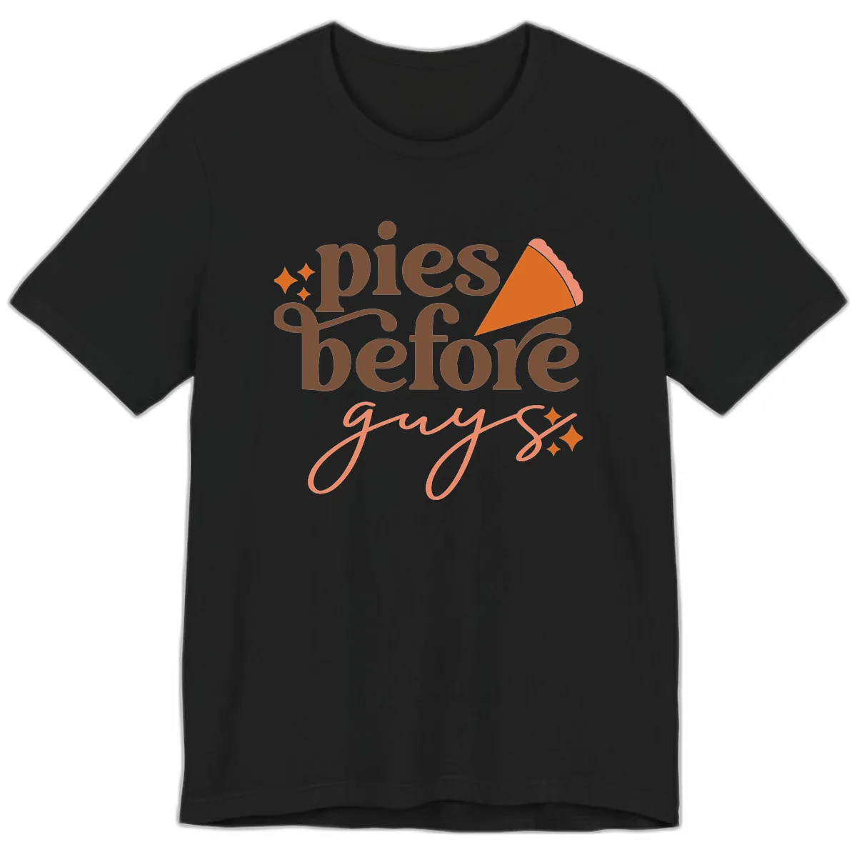 Pies Before Guys Thanksgiving Typography Premium T-Shirt in Black