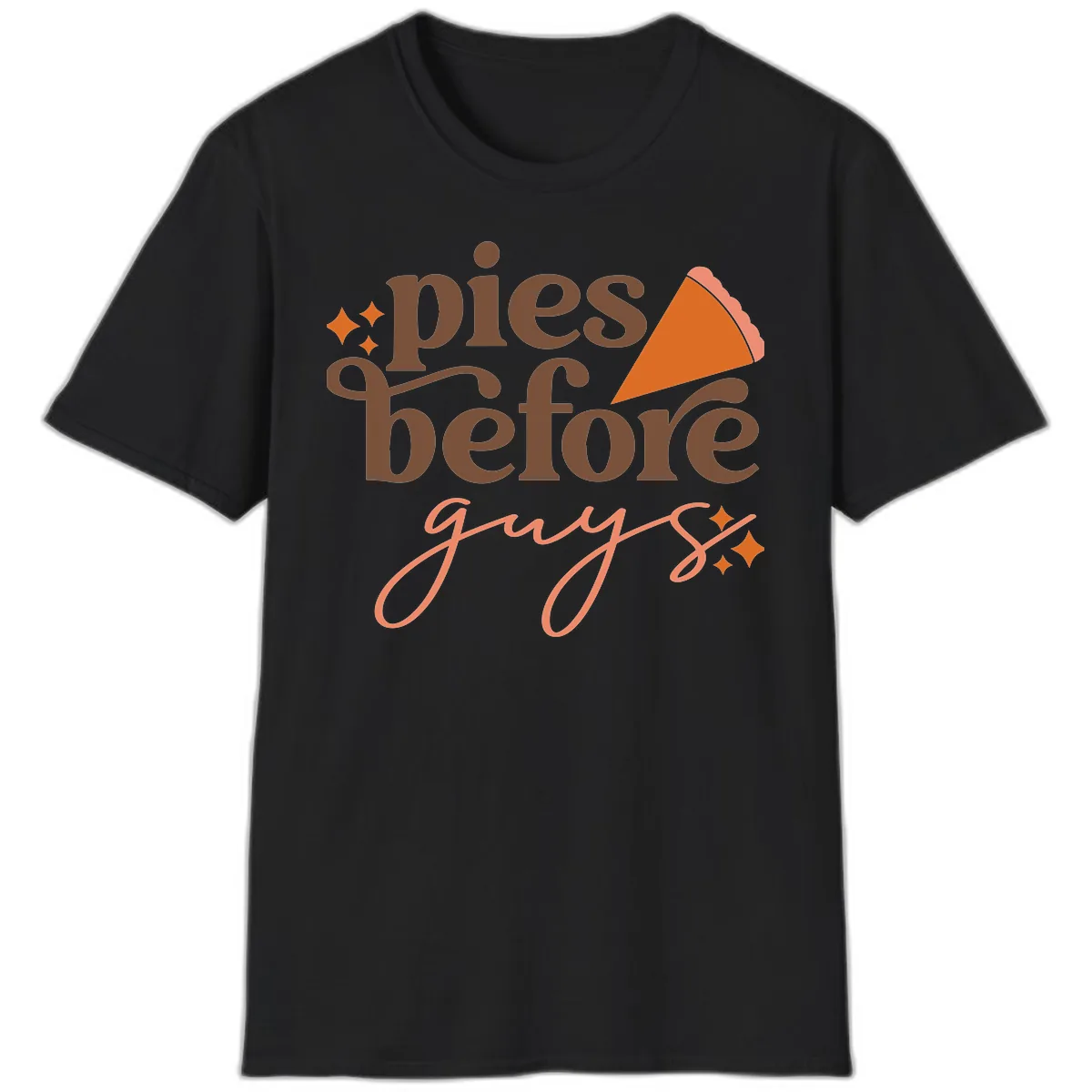 Pies Before Guys Thanksgiving Typography T-Shirt in Black