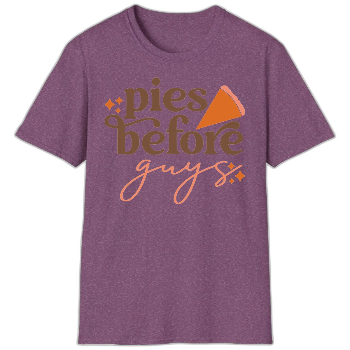Pies Before Guys Thanksgiving Typography T-Shirt in Heather Maroon