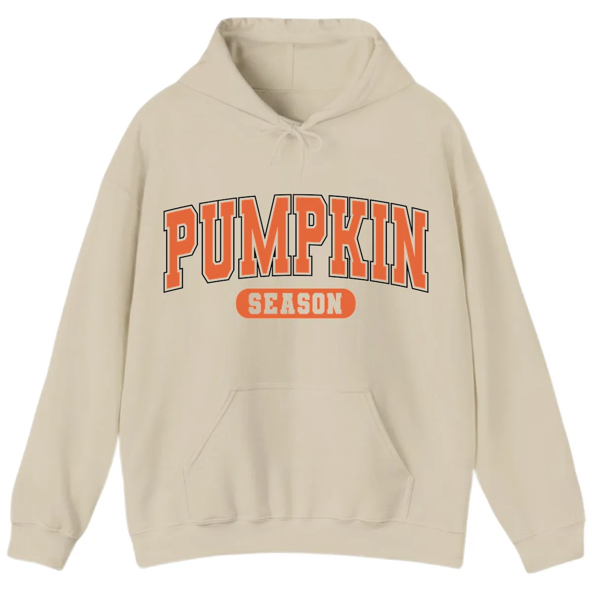 Pumpkin Season Fall Varsity Hoodie in Sand