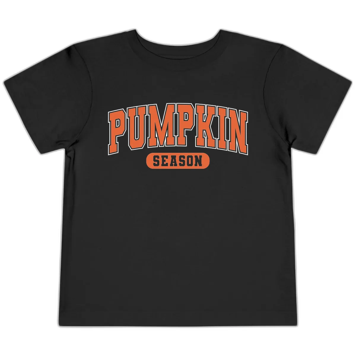 Pumpkin Season Fall Varsity Toddler T-Shirt in Black