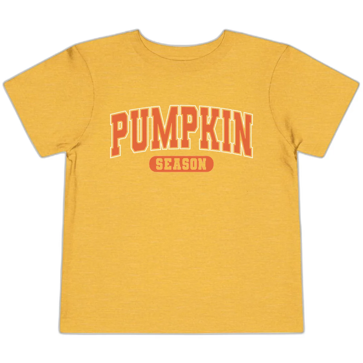 Pumpkin Season Fall Varsity Toddler T-Shirt in Heather Yellow Gold