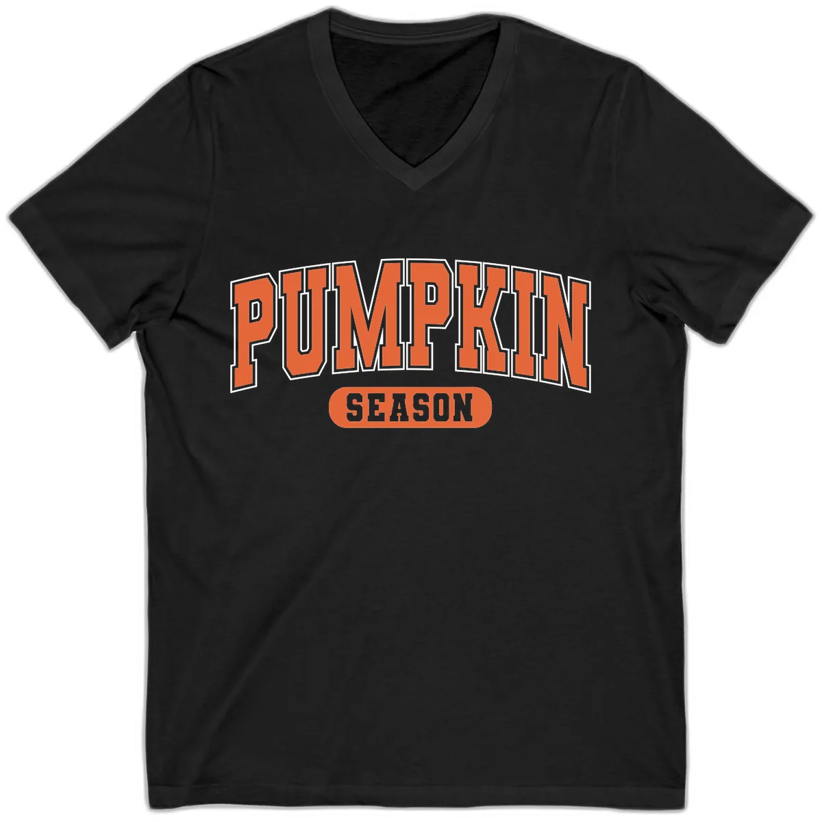 Pumpkin Season Fall Varsity V-Neck in Black