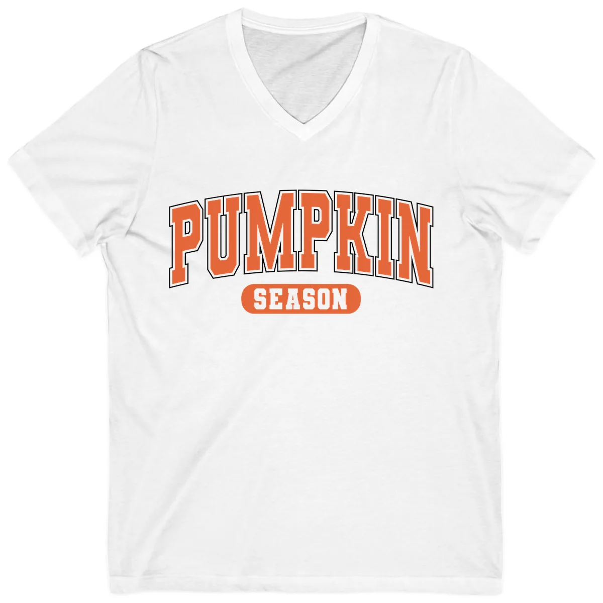 Pumpkin Season Fall Varsity V-Neck in White