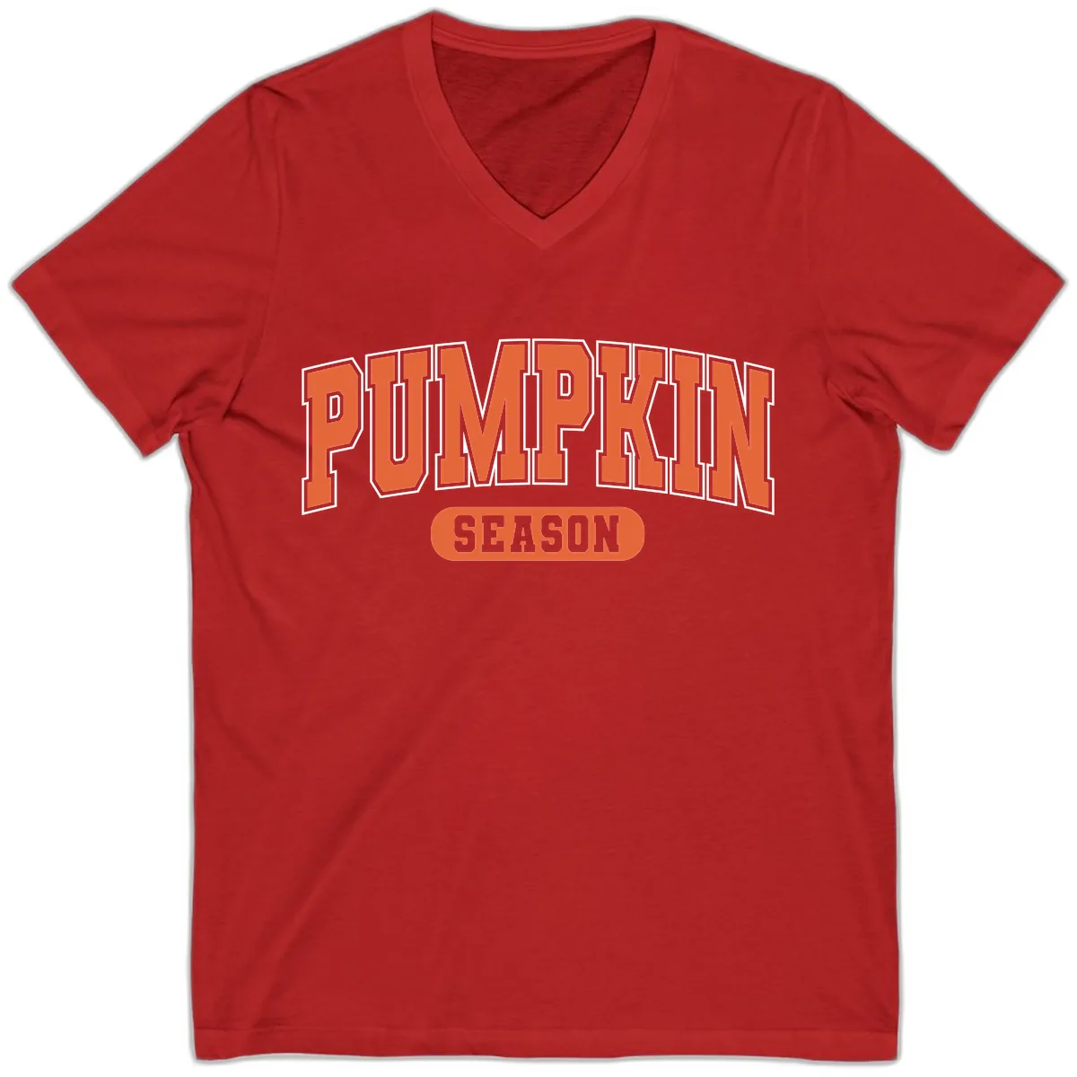 Pumpkin Season Fall Varsity V-Neck in Red