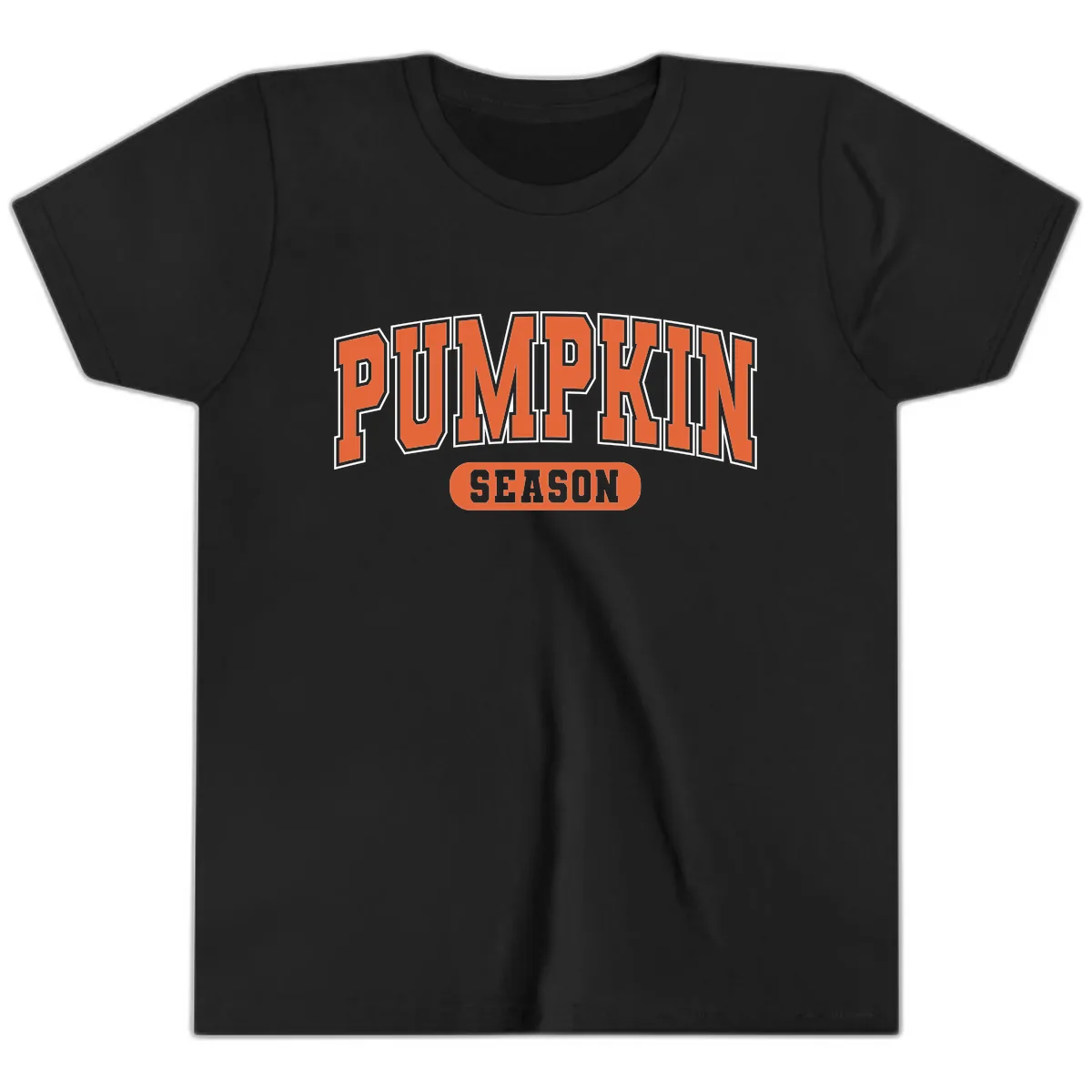 Pumpkin Season Fall Varsity Youth T-Shirt in Black