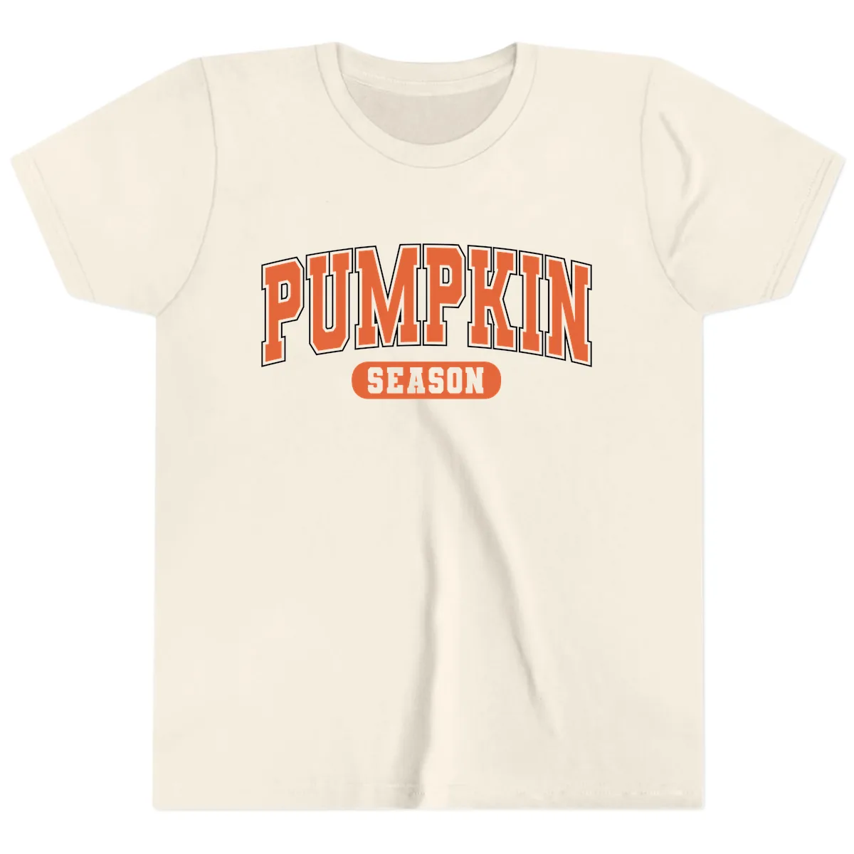 Pumpkin Season Fall Varsity Youth T-Shirt in Natural
