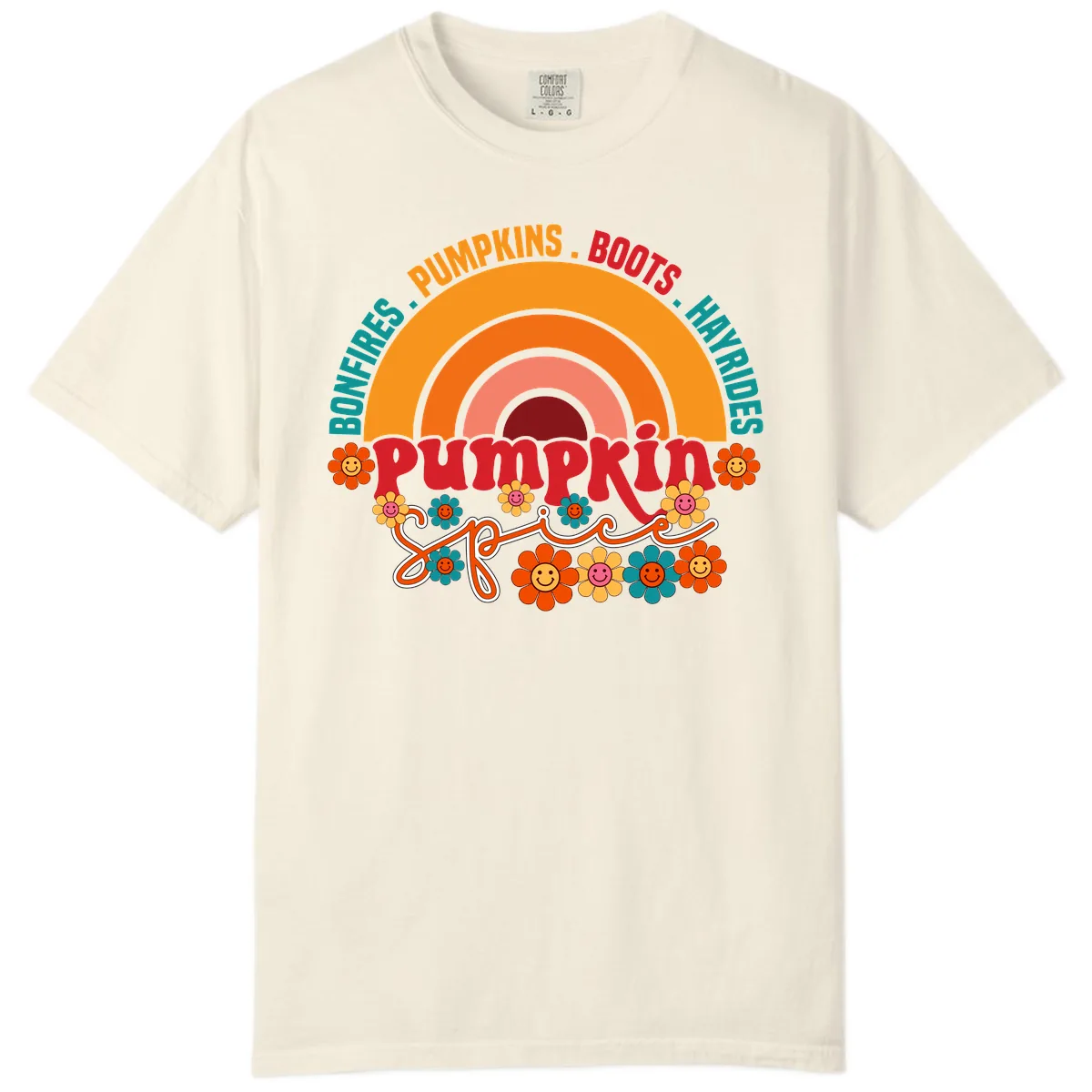 Retro Pumpkin Spice Rainbow Comfort Color in Ivory