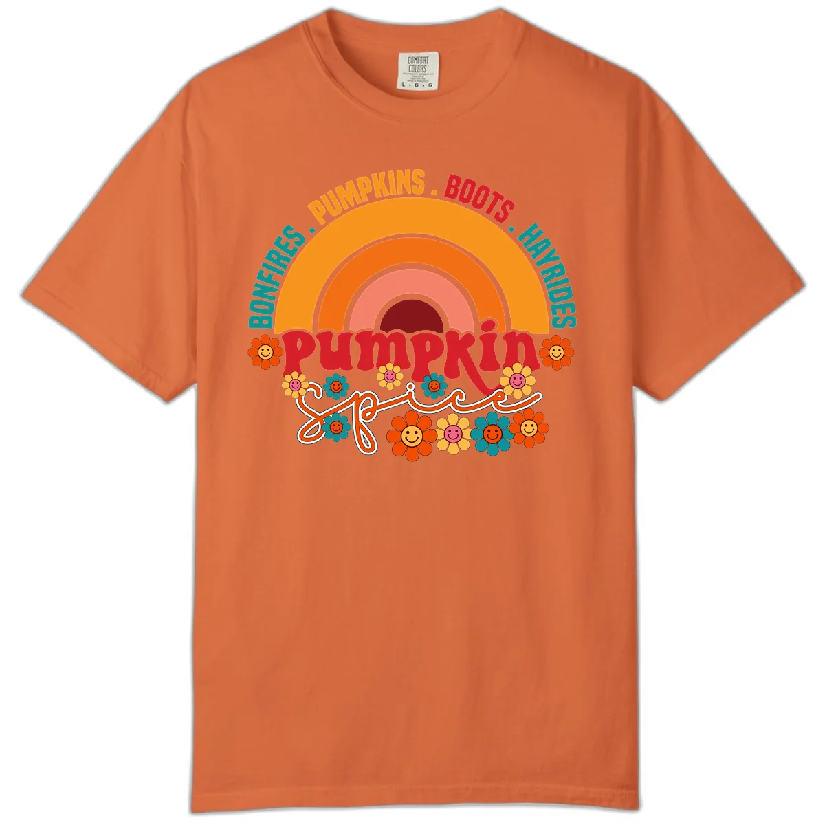 Retro Pumpkin Spice Rainbow Comfort Color in Burnt Orange