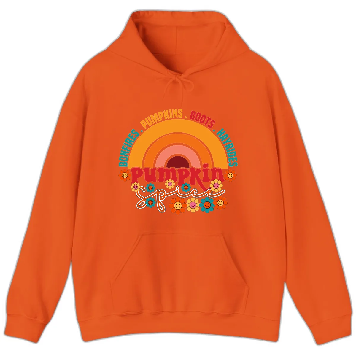 Retro Pumpkin Spice Rainbow Hoodie in Orange